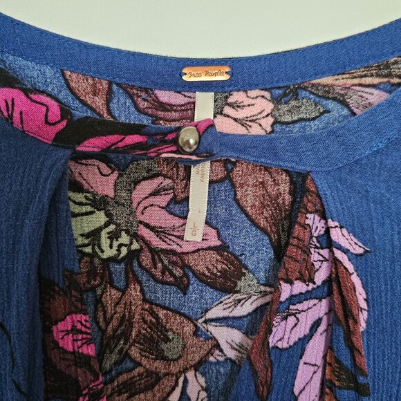 Free People Electric Orchard Blue Mini Tunic Dress S Dark Floral Fairygrunge - Picture 2 of 12
